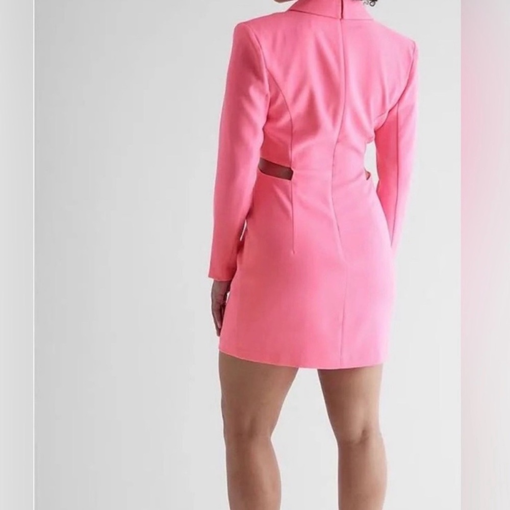 Express Vibrant Pink Long Sleeve Dress - Picture 7 of 8